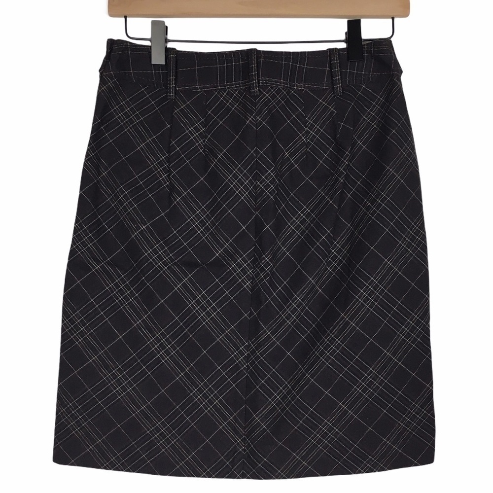 ANN TAYLOR Pencil Skirt Plaid Petite Buttons Dark Academia Schoolgirl Size 00P - Picture 3 of 8